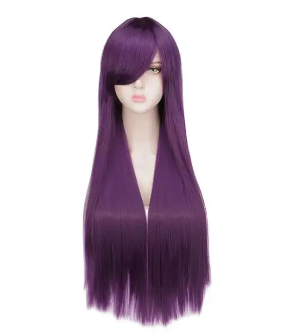 Peruca longa reta cosplay para mulheres, perucas de cabelo sintético, festa à fantasia, preto, vermelho, ombre, resistente ao calor