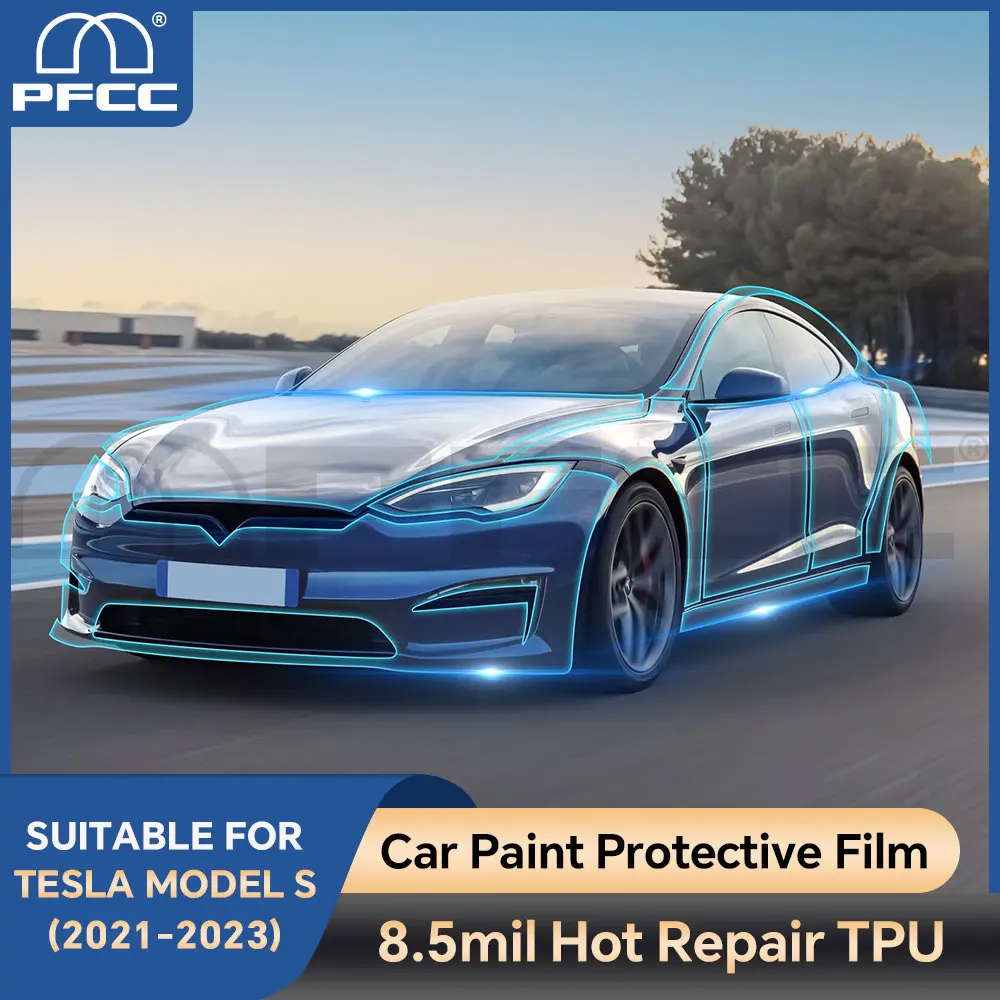 

PFCC Car Paint Protection Film for Tesla Model S 2021-2023 Pre Cut Clear PPF Decal Kit TPU Body Transparent Anti Scratch Sticker