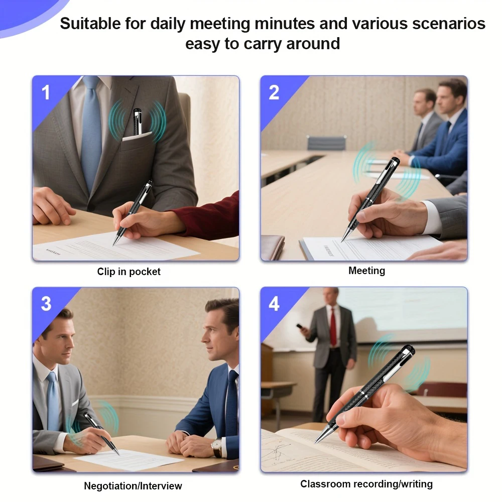 1/2 مسجل صوت صغير قابل لإعادة الشحن؛ تصميم تقليل الضوضاء مسجل صوت رقمي للمحاضرات/الاجتماعات/المقابلات/