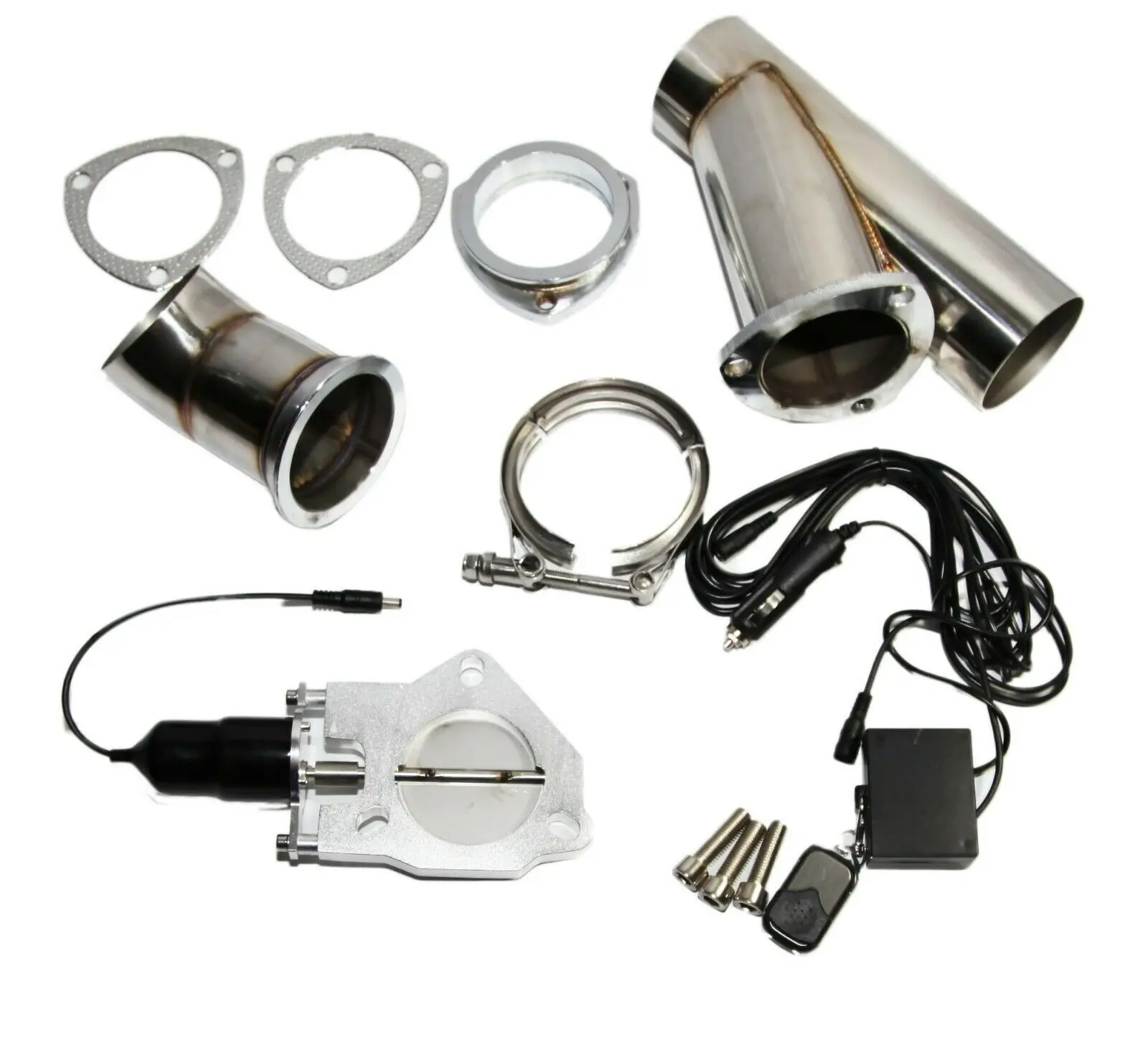 SS Exhaust Catback Downpipe Cutout E-Cut Out Valve System 3