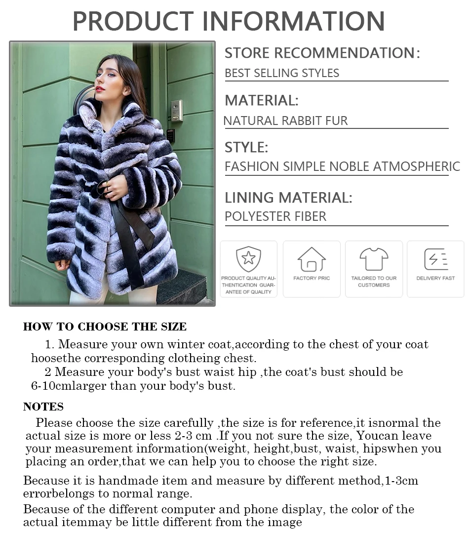 سترات على شكل أرنب طبيعي معطف فرو شينشيلا طويل الطراز للنساء من فرو الأرنب الحقيقي سترة جلدية أصلية عالية الجودة