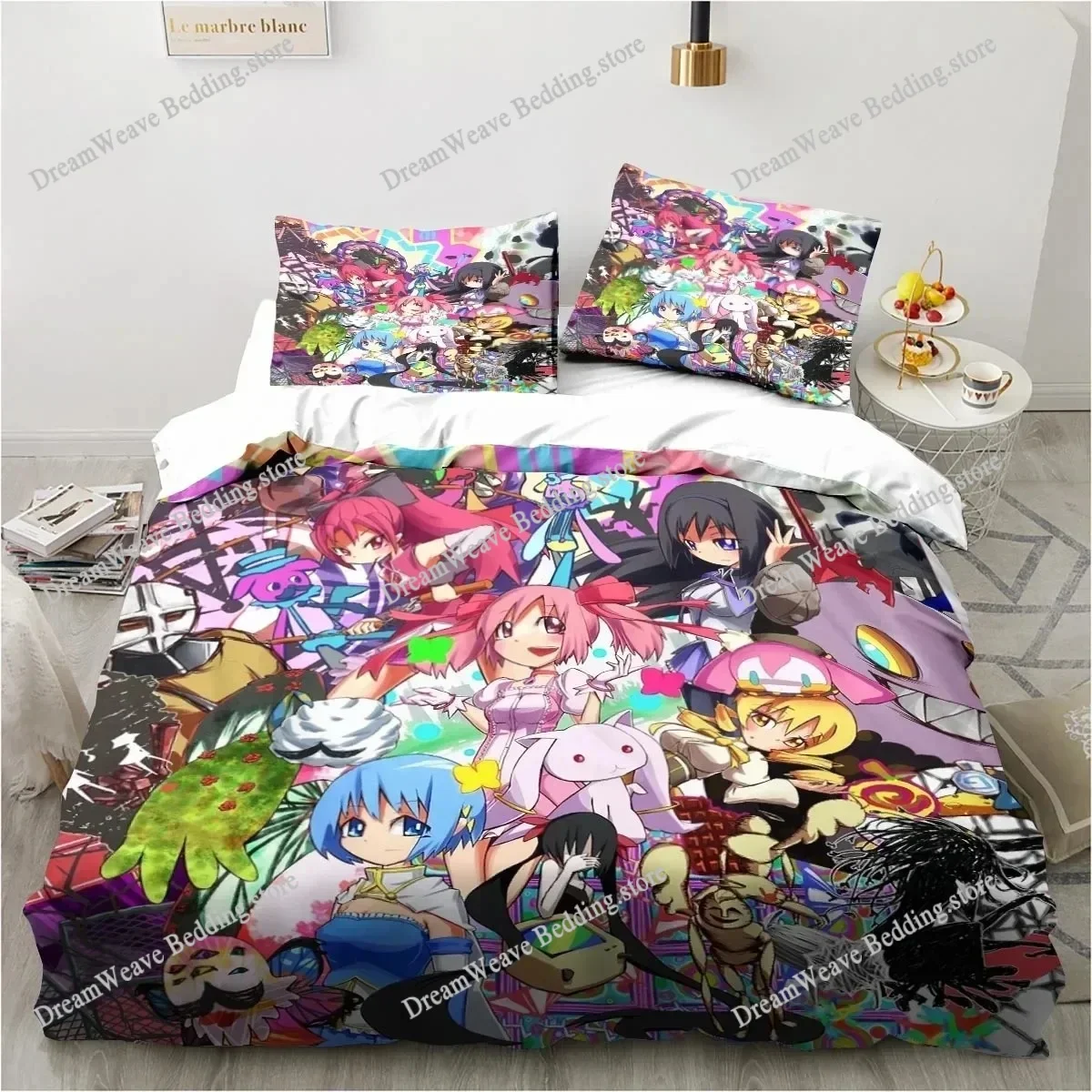 Home Textile Cartoons Puella Magi Madoka Magica Cover Duvet Cover Pillow Case Girl Polyester Bedding Set King Queen Twin Size963