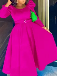 Fashion women's winter new fashion puffed sleeves plus size banquet party dress temperament dress