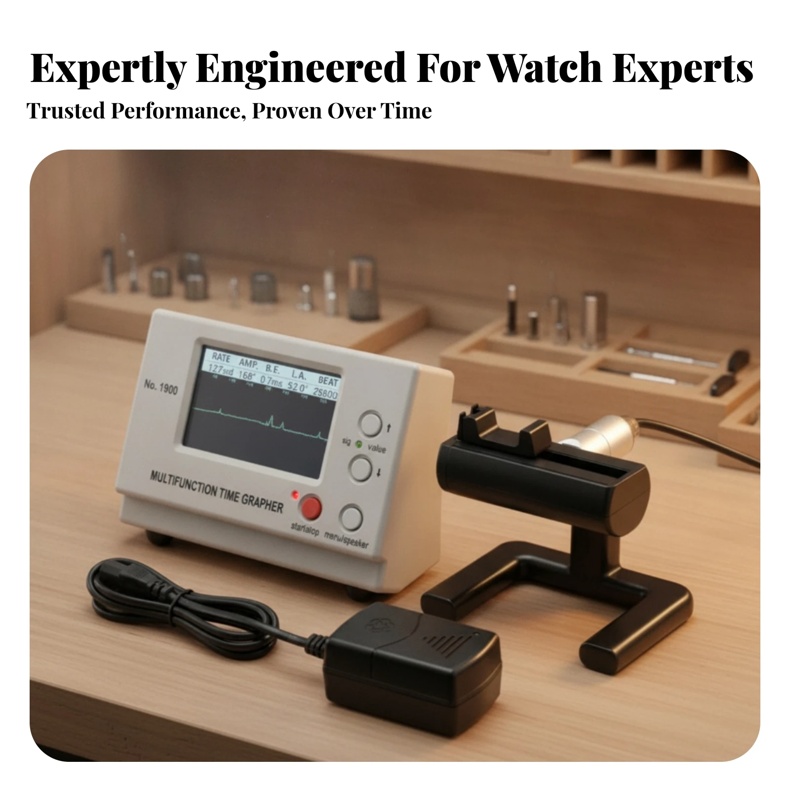 Watch Timegrapher Wristwatch Timing Machine Mechanical Watch Timing Instrument White Housing Built-in Screen Indicator Lights