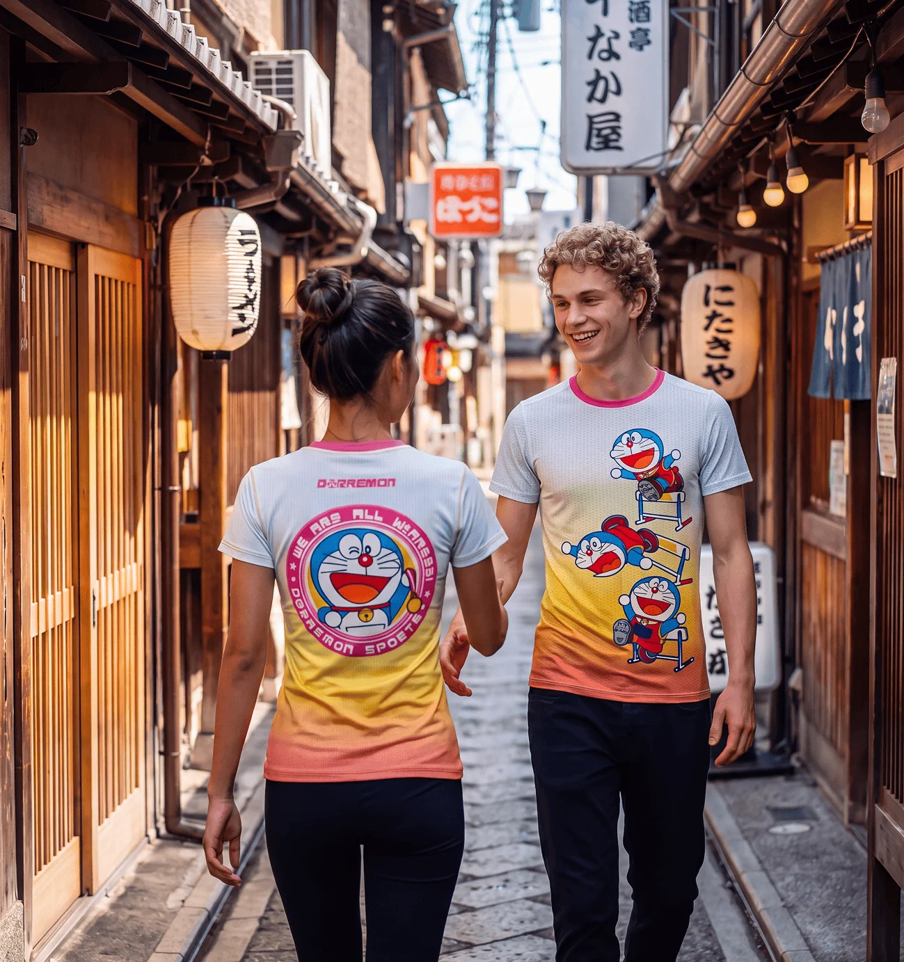 Anime New Doraemon 3D Printed Short Sleeve Shirt Sports Street Trend Style Large Loose Adult/Children's T-shirt