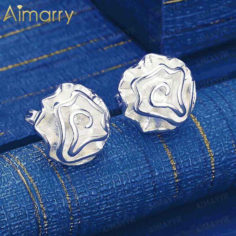 925 Sterling Silver Three-dimensional Rose Earrings for Women's Parties Banquets Weddings High-quality Fashion Jewelry