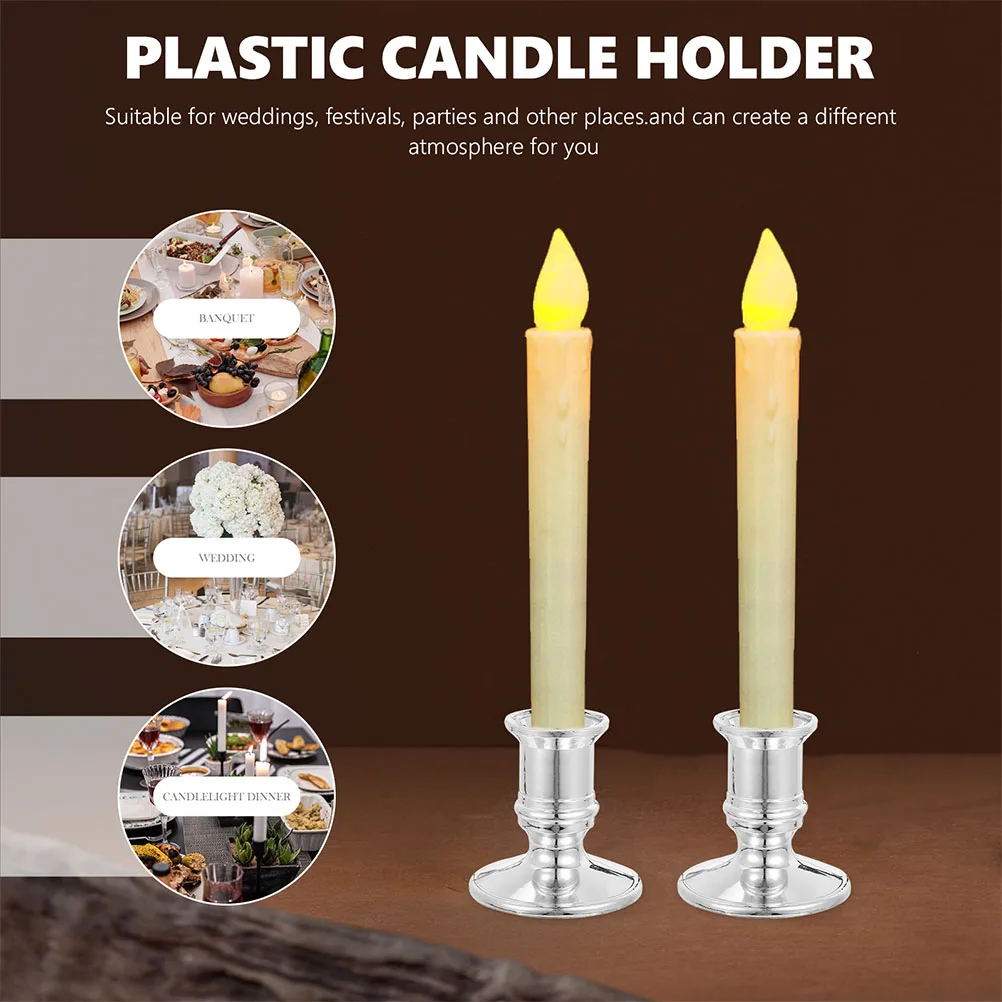 

10pcs Electronic Stand Premium Plastic Decorative Candleholder for Home Party Wedding Desktop Pillar Centerpiece