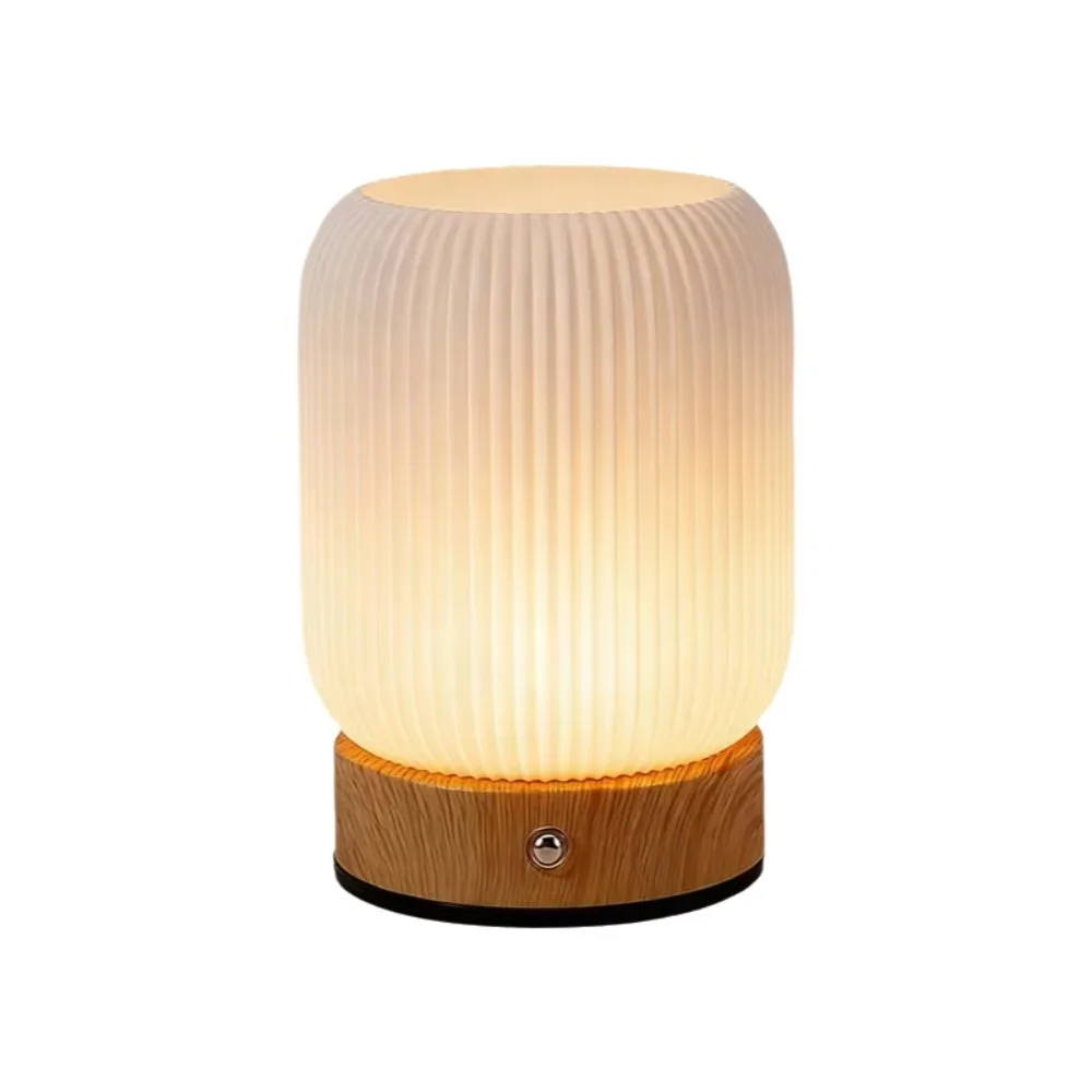 

Wood Grain Base Touch Night Light RGB Color Change 3 Color Temperatures Wood Grain Bedside Lamp Eye Protection Non-slip Bottom