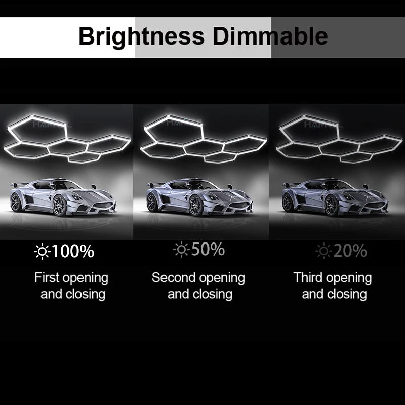 밝기 조절 가능한 육각형 LED 조명 (차고, 상점, 이발소, 체육관, 바, 자동차 전시장, 4S 정비소 천장 조명, 허니콤 튜브)