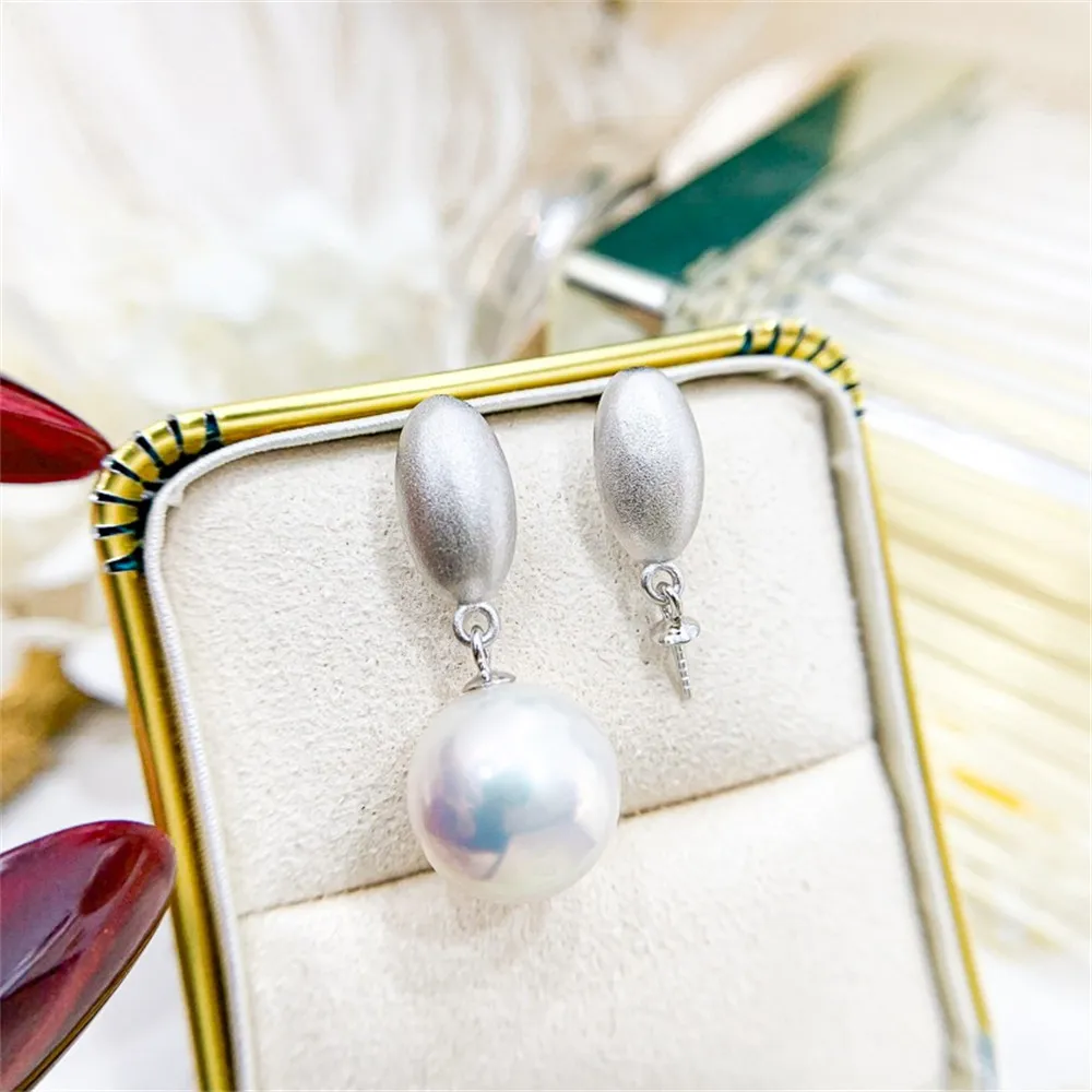 DIY Pearl Accessories S925 Sterling Silver Earrings Empty Gold Silver Earrings Fit 9-13mm Round E265