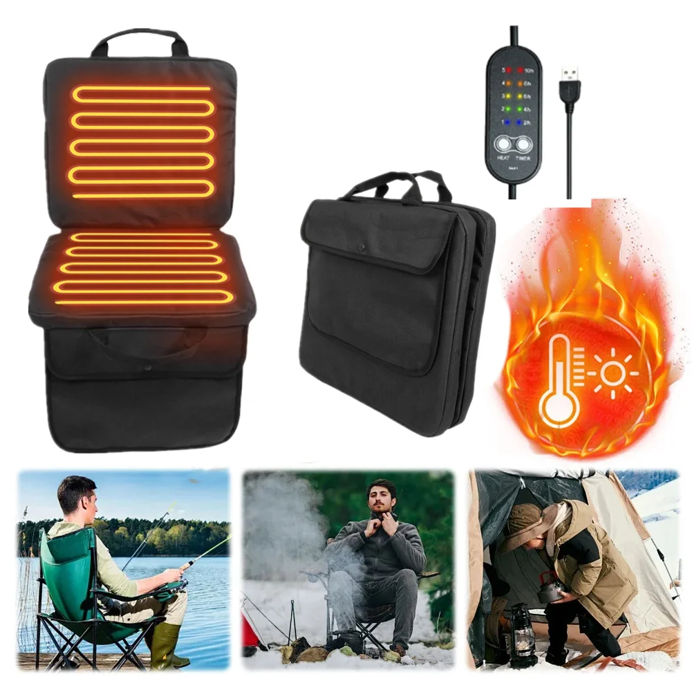 Elektroheiztes Sitzkissen, klappbar, Heizung, Stuhlpolster, USB-Stromversorgung, Outdoor, Camping, Sitzkissen für Stadion, Auto, Heizkissen
