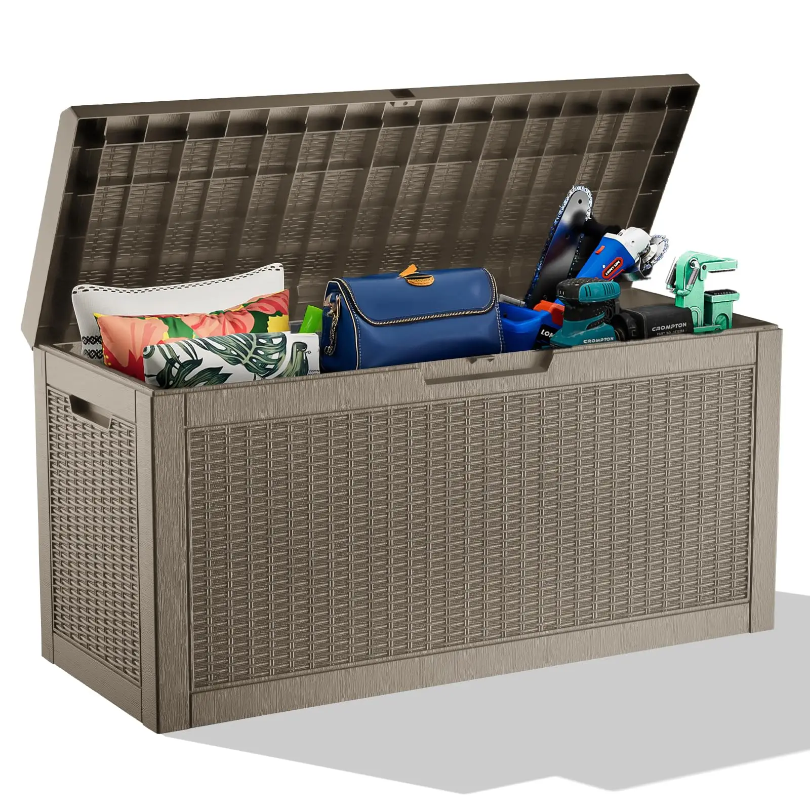 70 Gallon Outdoor Storage box Waterproof, Resin Large lockable Deck Storage Box, Waterproof Storage Containers and