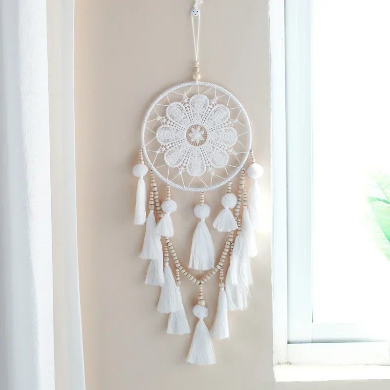 1Pcs Handmade Dream Catcher Indian Style Woven Wall Hanging Decoration White Dreamcatcher Wedding Party Hanging Decor