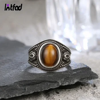 0 olan ayar gümüş 925 Vintage Yüzük Oval 8x10 MM Doğal Kaplan Gözü Taş Yüzük Erkekler Kadınlar için Hediye Lüks Rodokrozit Takı