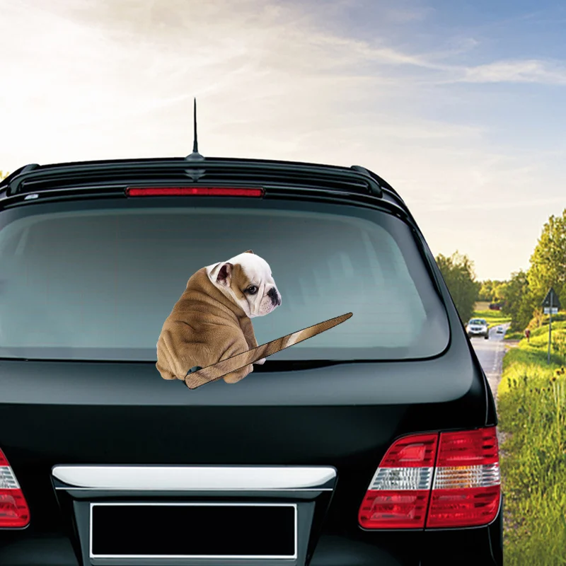 

Window Motorcycle Decor Cute Bulldog Tail Wiper StickerWaterproof Vinyl Decal for Car Rear