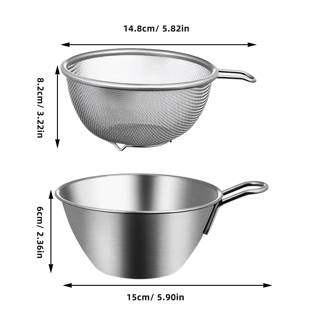 

1 set Stainless Steel Colander Drainer Basket 2-In-1 With Water Storage Basin For Kitchen Strainer Fine Mesh Sieve Wash Fruits