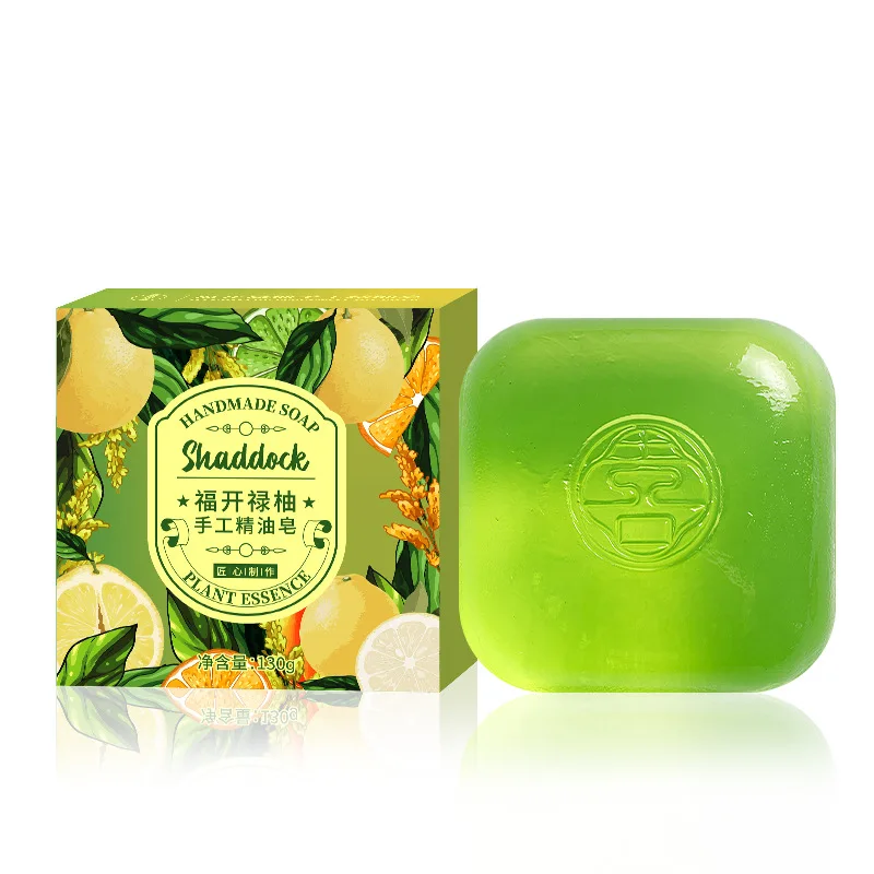 Pomelo Leaf Handmade Soap 130g Natural Essential Oil Soap for Face Wash and Bath Refreshing Moisturizing Long Lasting Scent