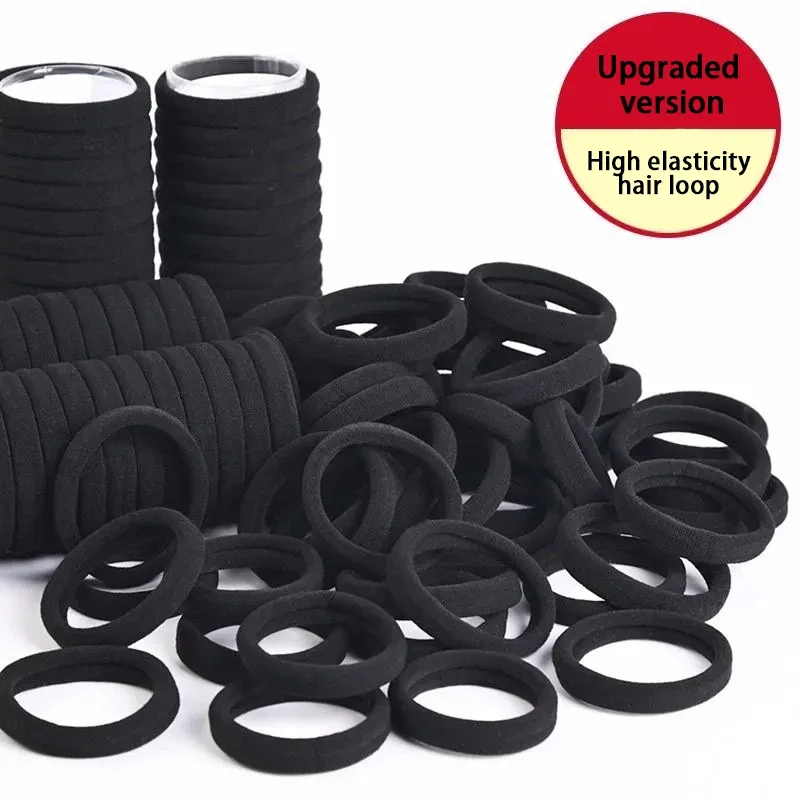 50/100 Stück schwarze Haarbänder für Frauen und Mädchen, Haarband, hochelastisches Gummiband, Haargummis, Pferdeschwanzhalter, Haargummis, Zubehör