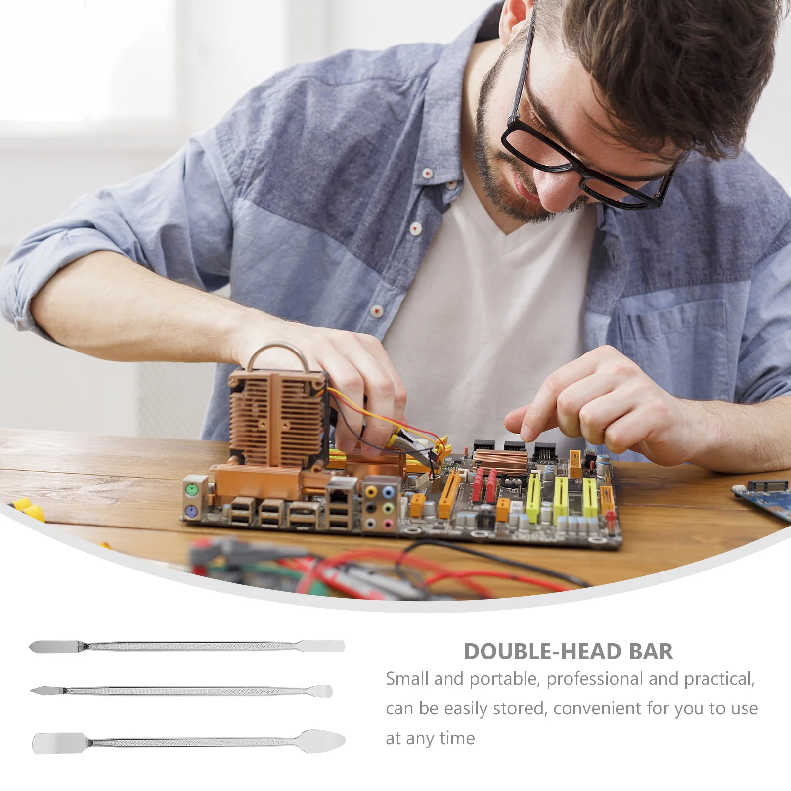 

6Pcs Double-Head Pry Bar Metal Disassemble Rod for Smartphone Laptop Opening Tool Heavy-Duty Alloy Steel Repairing Stick