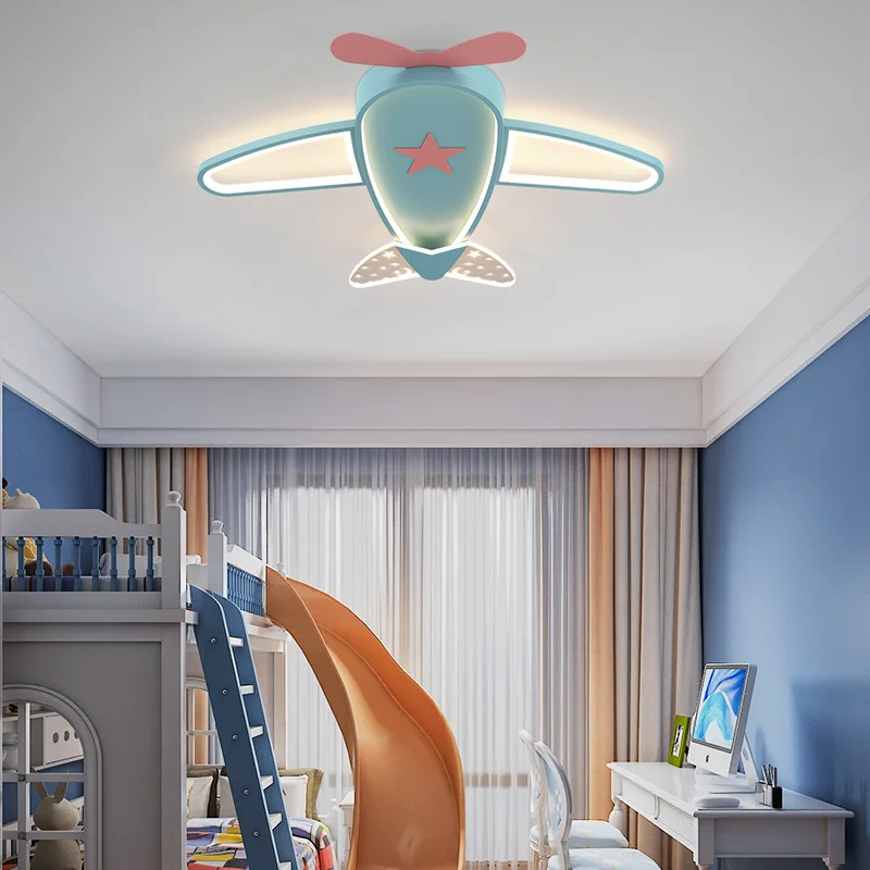 Imagem -05 - Avião Luzes de Teto Led para Quarto de Criança Helicóptero Luz Criativo Quarto do Bebê Berçário Menino Menina Lâmpadas do Quarto Azul Rosa