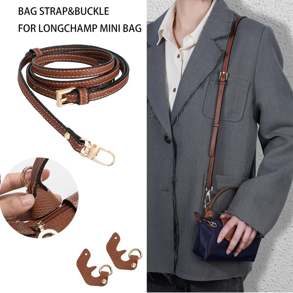 Ensemble de sangles en cuir véritable sans poinçon, sangle initiée, accessoires de transformation, sangles de mini sac Longchamp