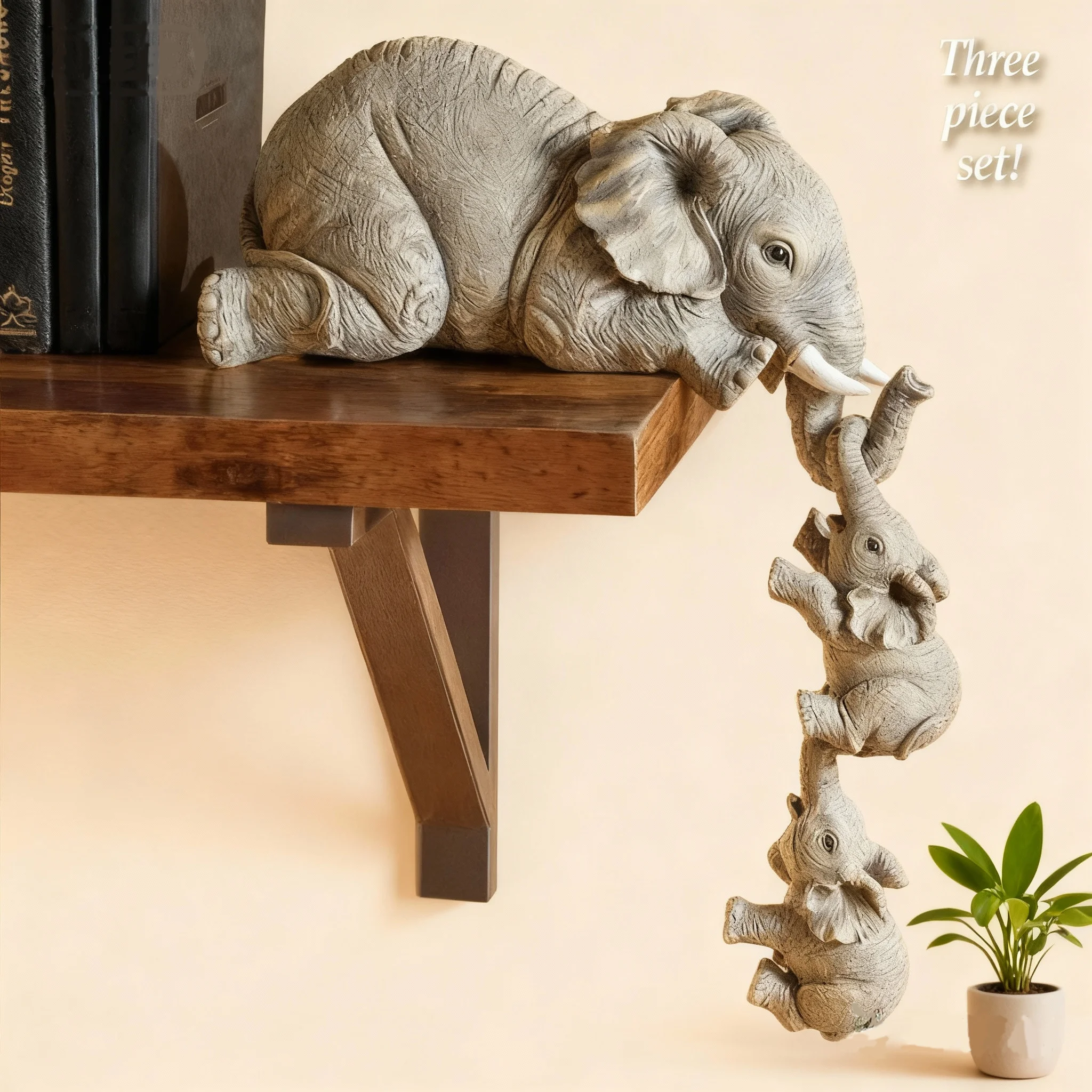 لطيف الفيل تمثال الراتنج الحرف ديكور المنزل طقم هدايا الفيل عقد الطفل الفيل لغرفة المعيشة مكتب عمل الديكور #1