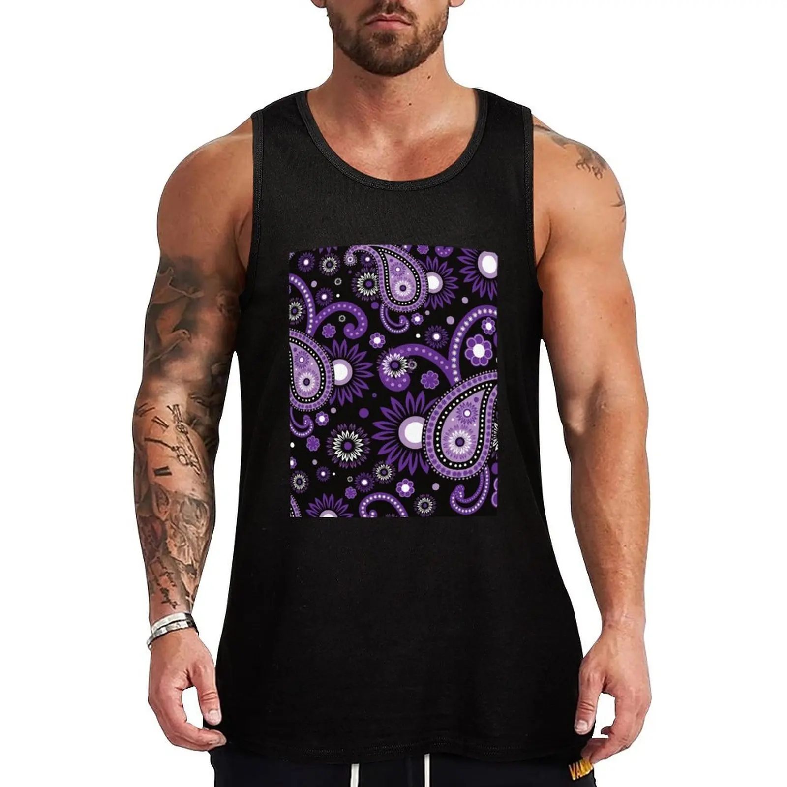 

Violet and purple paisley Tank Top T-shirt men mens designer clothes Body man Men's gym clothing