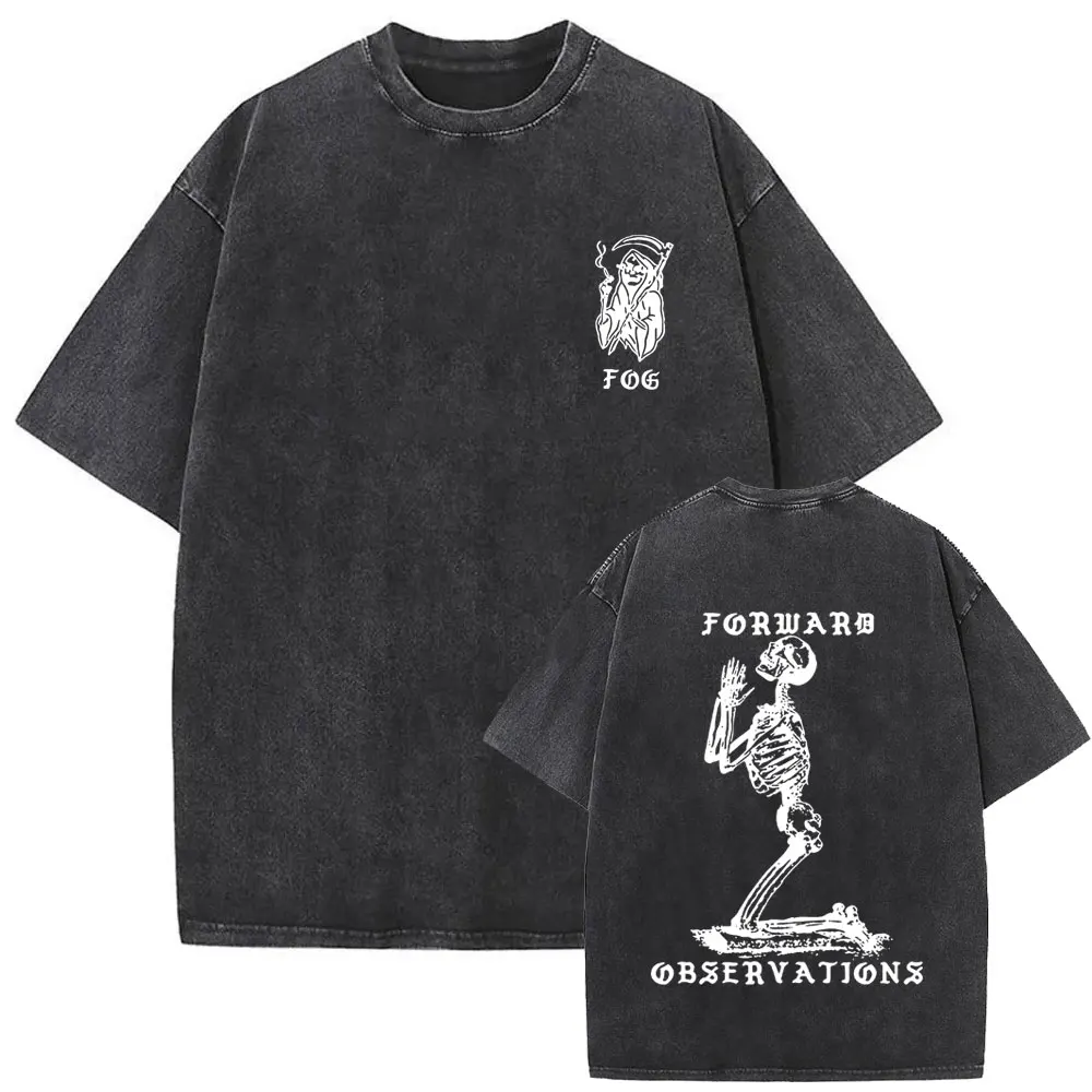 

Forward Observations Group Vintage Washed T-shirt Rock Punk Gothic Skeleton Graphic T Shirt Men Women Fashion Oversized T-shirts