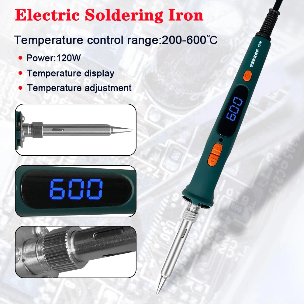 Adjustable Temperature Electric Soldering Iron 220V 80/120W Welding Solder Rework Station Heat Pencil Tips Repair Tool set