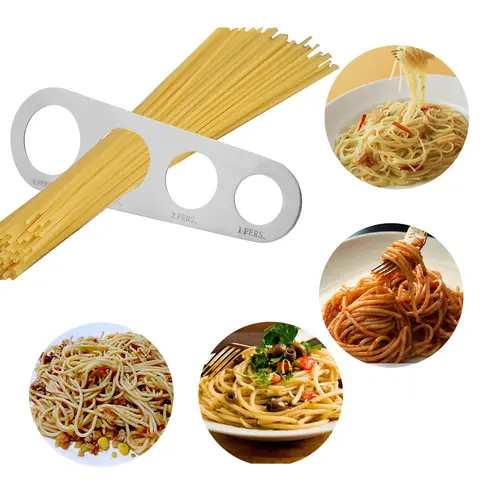 1Pcs 주방 스테인레스 스틸 파스타 국수 측정 주방 액세서리 4 구멍 스파게티 측정 도구