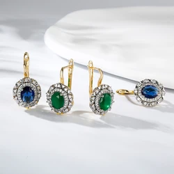 Shiny inlaid with vermiculite earrings luxurious fashion jewelry copper plated 14K gold festive day banquet wedding accessories