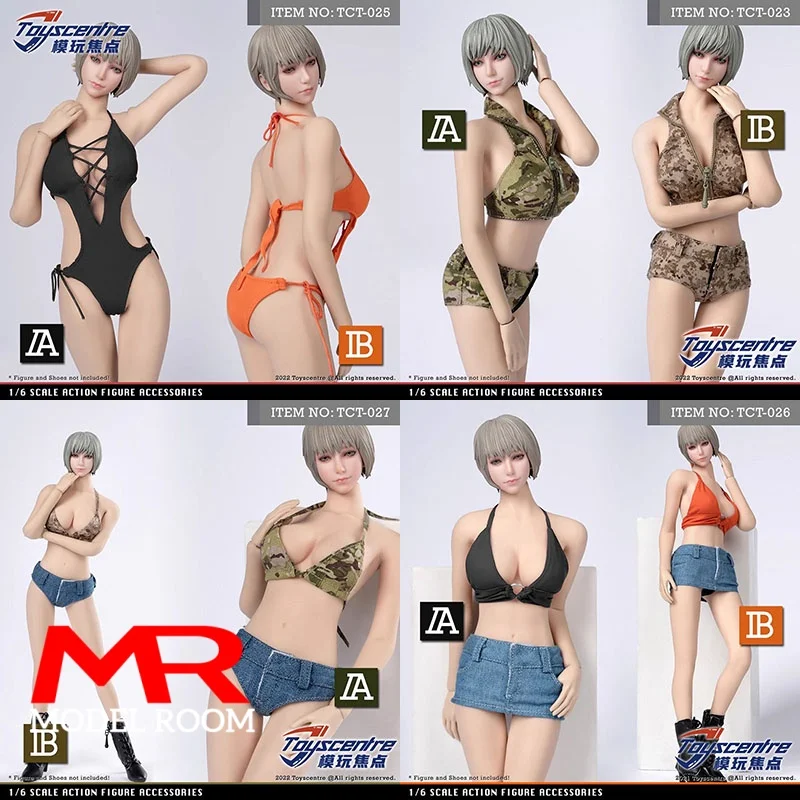 

Toyscentre TCT-023 24 25 26 27 28 масштаб 1/6, женский купальник, жилет, шорты, брюки, модель одежды, подходит для 12-дюймовой фигурки солдата, тело