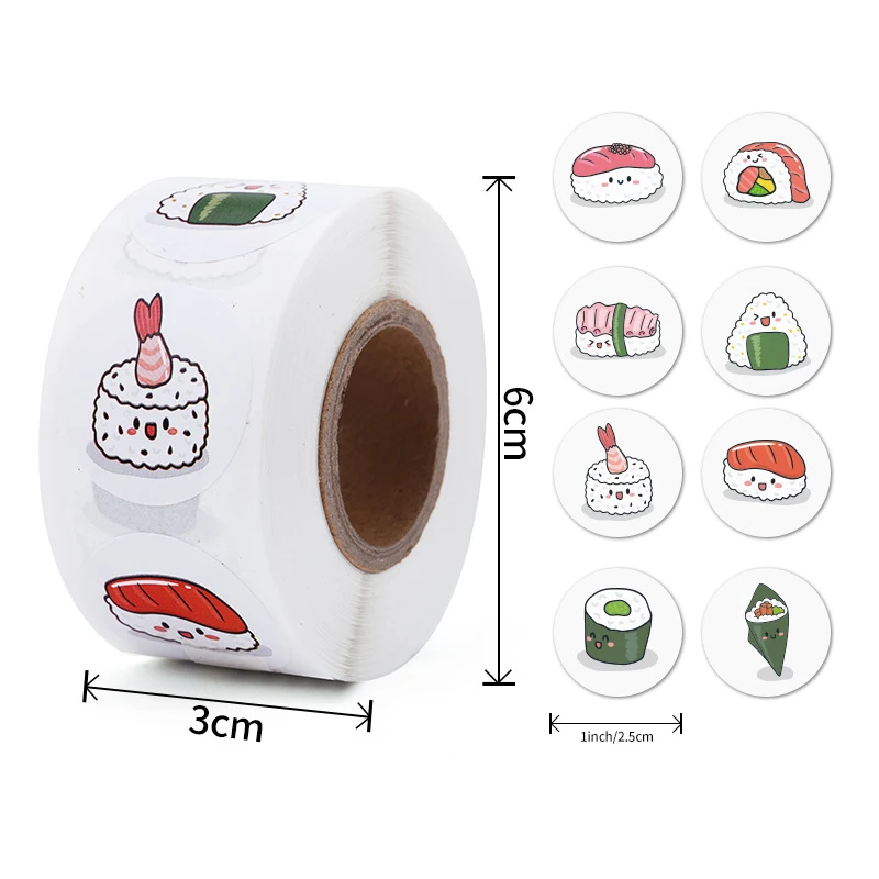 สติกเกอร์ป้ายสติกเกอร์ปิดผนึกทรงกลมสำหรับใช้ในการอบคัพเค้กซูชิงานแต่งงานปาร์ตี้วันเกิดป้ายตกแต่งของขวัญวันเกิด500ชิ้น