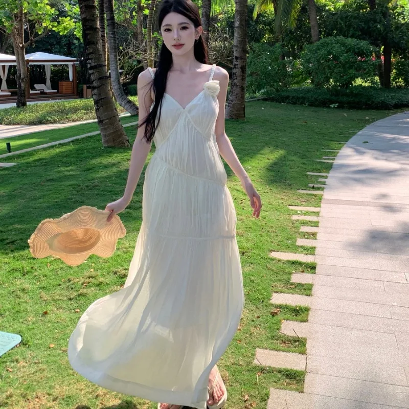 

New Fairy Strapless Summer Beach Dresses 2024 Lolita Women's Elegant Bridesmaid Dress Chic Slim Vacation Long Dress Runway