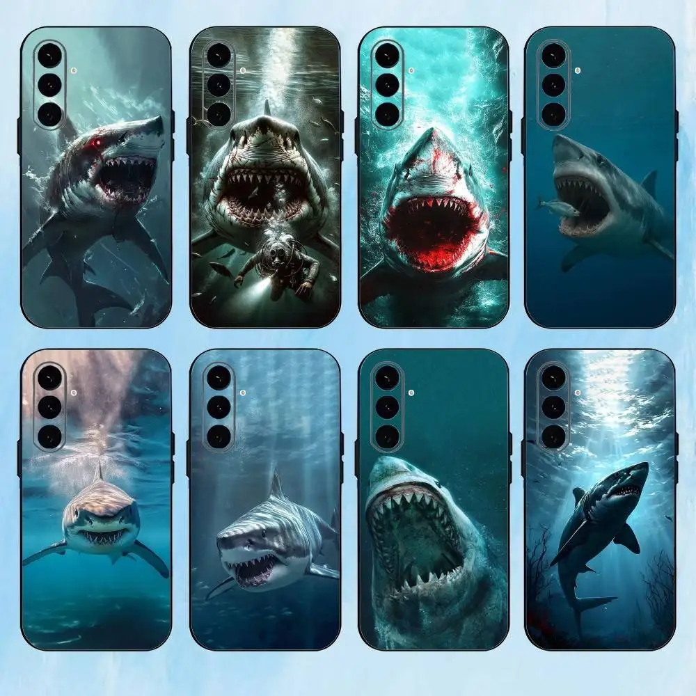 

Shark G-Giant Creature Phone Case For Samsung Galaxy A73,A72,A71,A70,A53,A52,A51,Others Soft Black Cover
