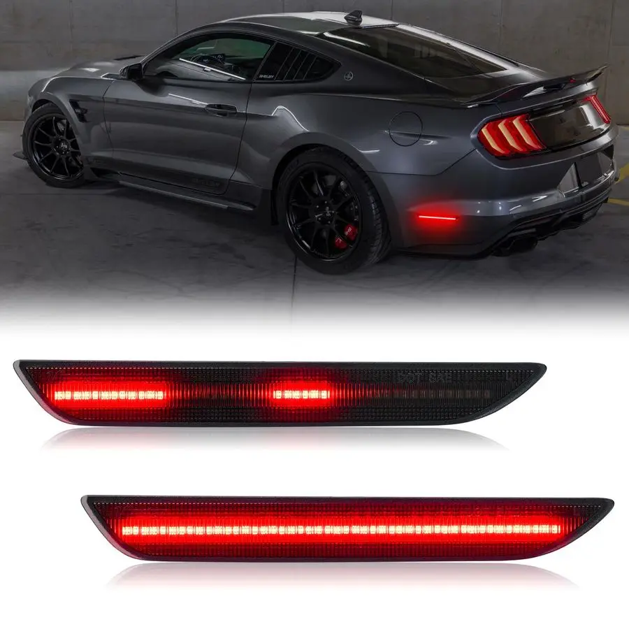 

Боковые габаритные огни, совместимые с Mustang S550 GT 2015-2023, задние динамические боковые маркерные фонари в сборе, с затемненными линзами, красные огни