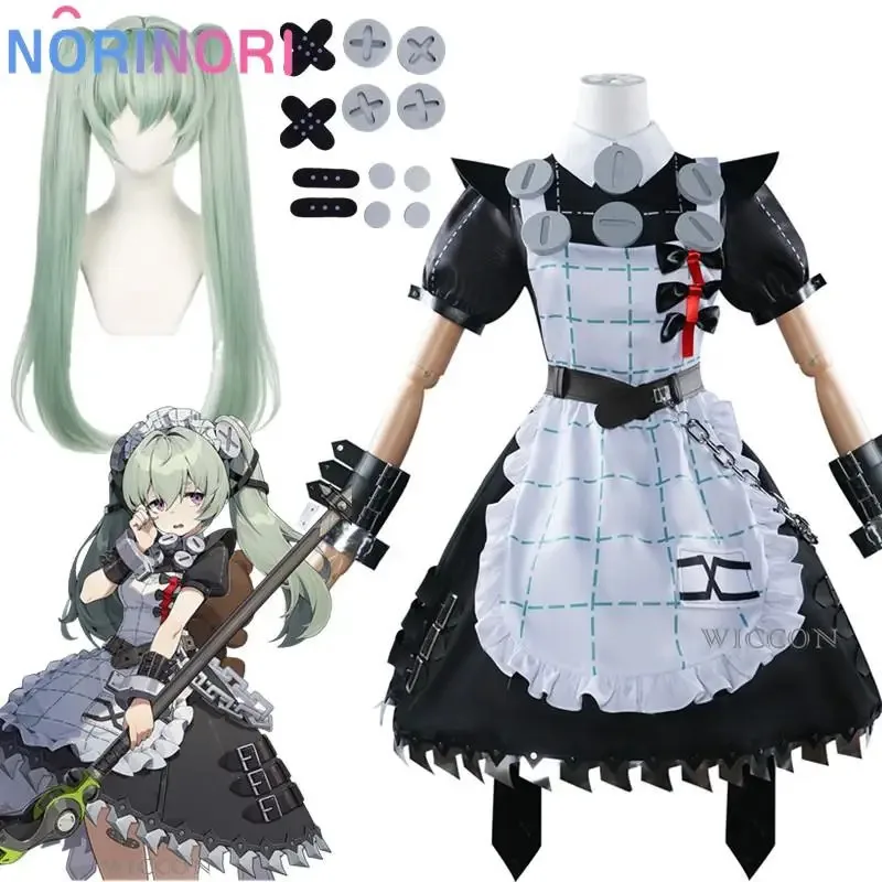 فيفي 2025 لعبة جديدة Zenless منطقة صفر كورين ويكس تأثيري فستان مُصمم حسب الطلب القوطية خادمة تنورة الأخضر مزدوجة ذيل حصان الشعر سلسلة المئزر #2