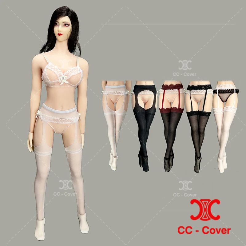 CJG-066 1/6 medias eróticas colgantes para mujer, medias finas y brillantes translúcidas, modelo de ropa apto para cuerpo de figura de acción de soldado de 12"