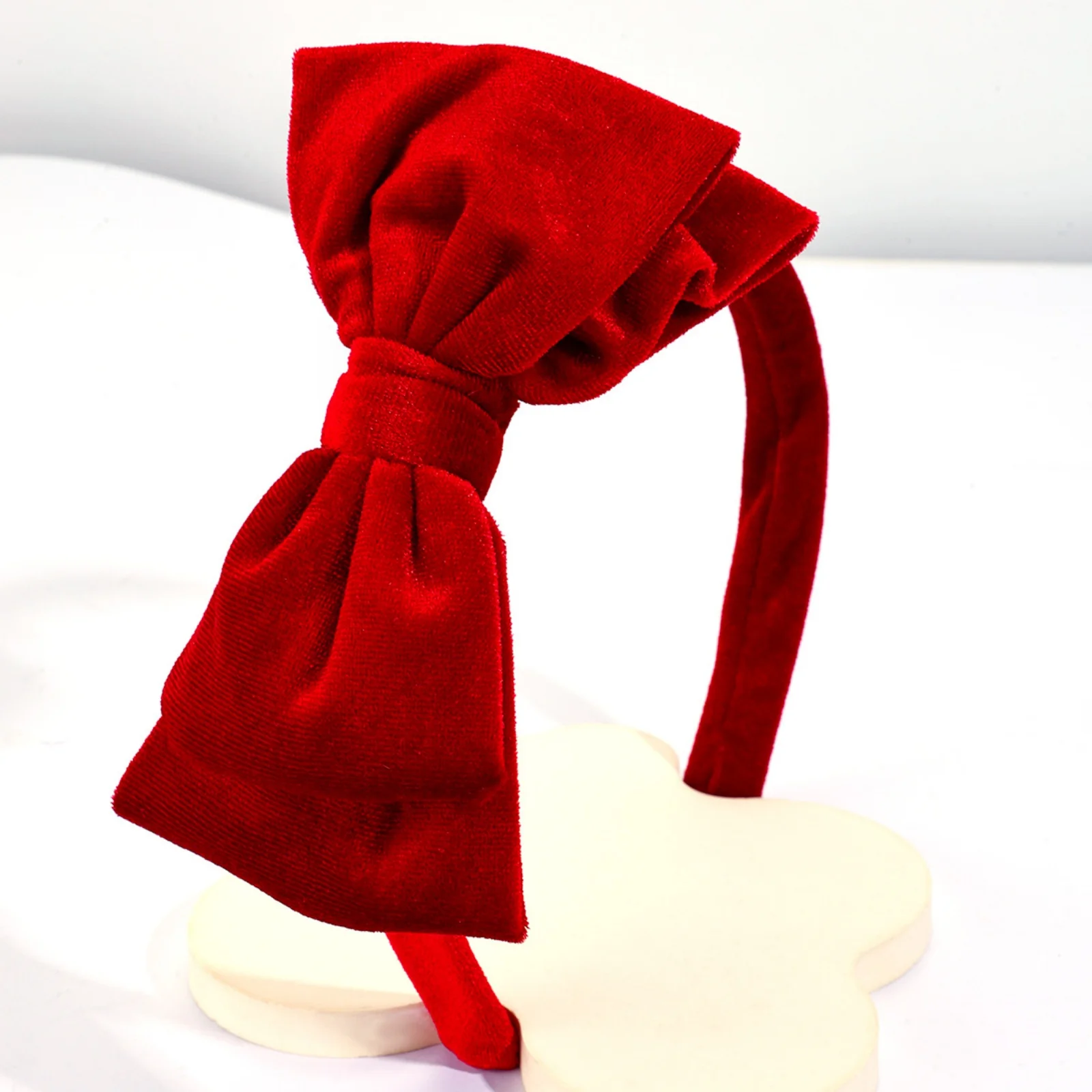 1 x Haarreifen mit Samtschleife, rot-grüne burgunderrote Stirnbänder, stilvoller Winter-Haarschmuck, elegante tägliche Haardekoration – Detail 5