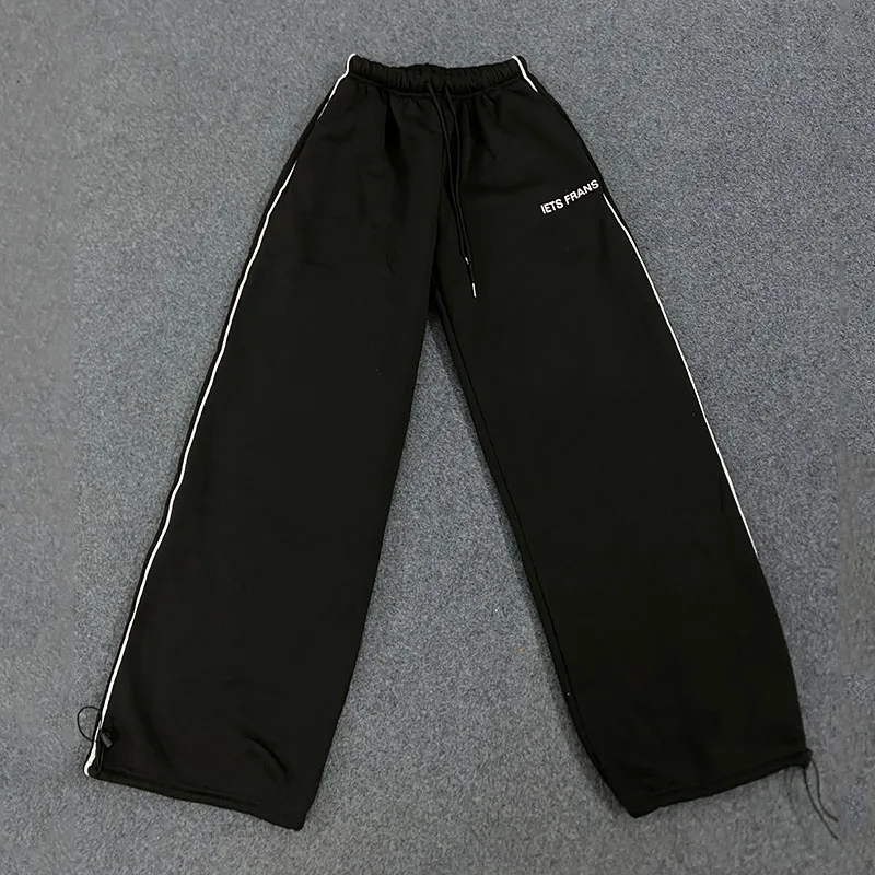 가을 스트리트 스웨트팬츠 Y2K 감성 슬랙스 한국 K-pop 패션 개성있는 레터링 자수 캐주얼 루즈 와이드 레그 팬츠