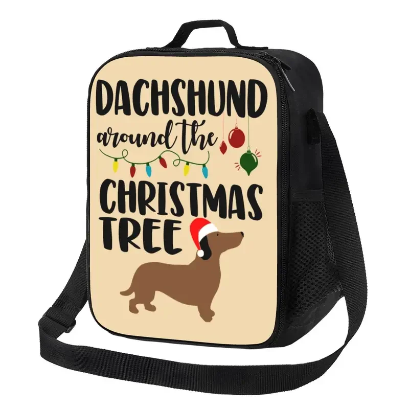 

Dachshund Around The Tree Insulated Lunch Bags for Pet Dog Lover Resuable Thermal Cooler Food Bento Box Kids School