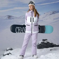 Winter Skiing Suits Women Men Waterproof Snow Hoodie Set Outdoor Mountain Couple Snowboard Clothes Warm Sports Snow Jacket Pants