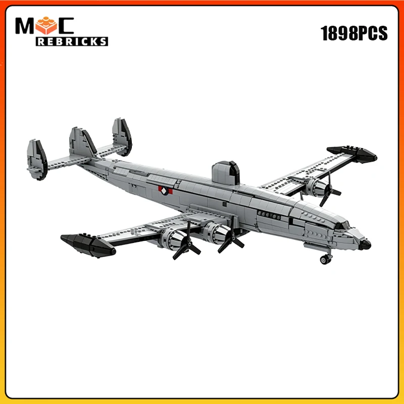 MOC Military EC-121 Warning Star Radar Reconnaissance Aircraft Propeller Warplane DIY Building Blocks Bricks Toy Model Gift