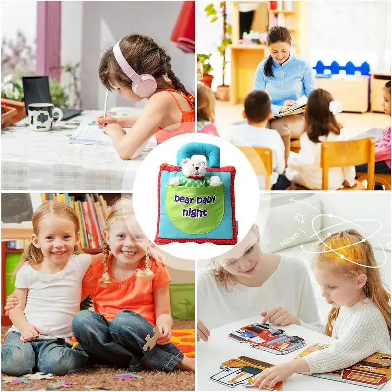 Libro de tela Montessori para bebé, juguetes sensoriales para niños pequeños, tablero ocupado, hebilla, entrenamiento cognitivo, sonajeros educativos móviles para regalo