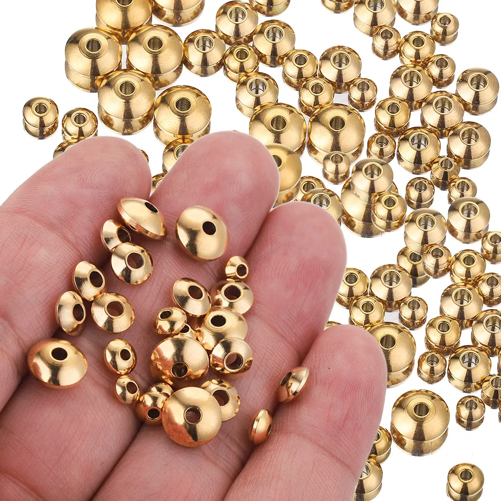 20pcs 4 5 6 8mm Stainless Steel Gold Plated Flat Spacer Abacus Seed Beads for Needlework Jewelry Making DIY Bracelet Wholesale