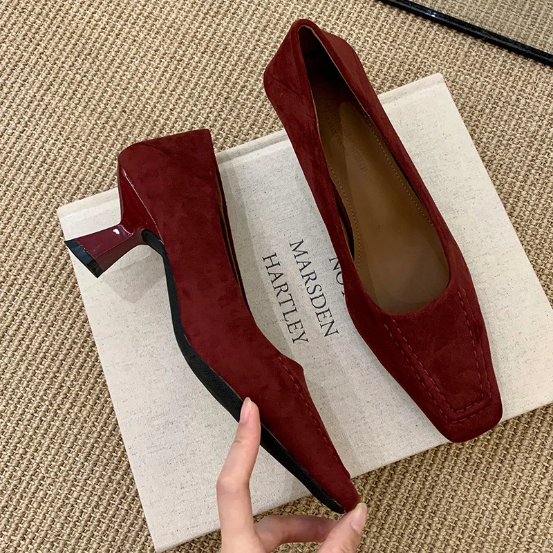 

Женская обувь на высоком каблуке, модные туфли-лодочки с квадратным носком, сексуальное осеннее платье 2024, роскошная дизайнерская обувь, новинка Zapatillas De Mujer