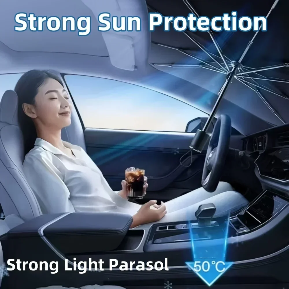 Car Sunshade Windshield Umbrella with 360°Rotation Bendable Handle Front Window Sun Shade UV Protection Summer Accessories