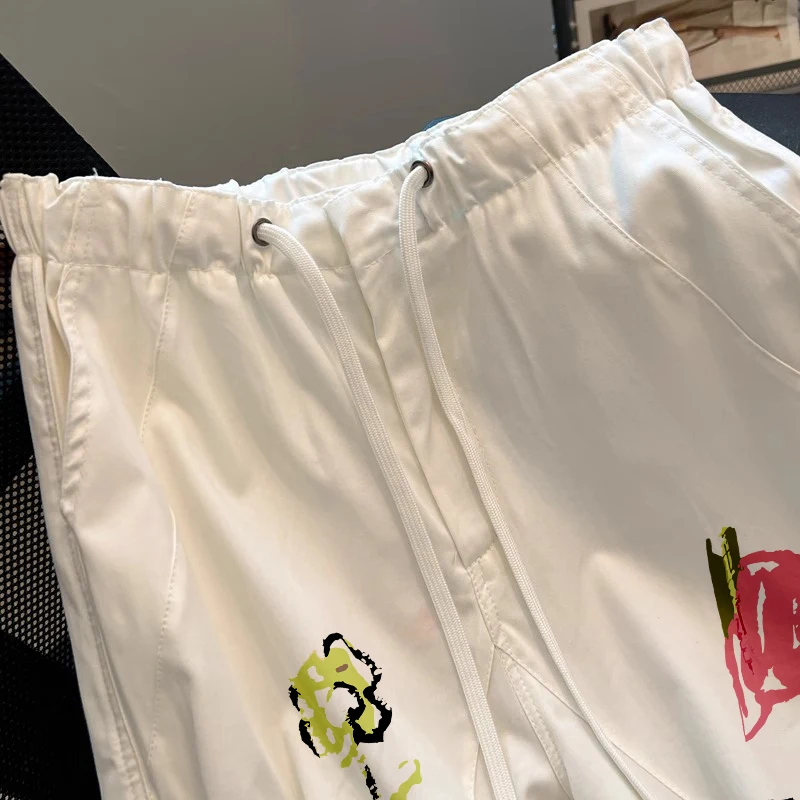 Plones Casus de Trabajo Hoados con Estampado de iti de Dibujos Animados Retro, Plones de Pierna Ancha con Co...