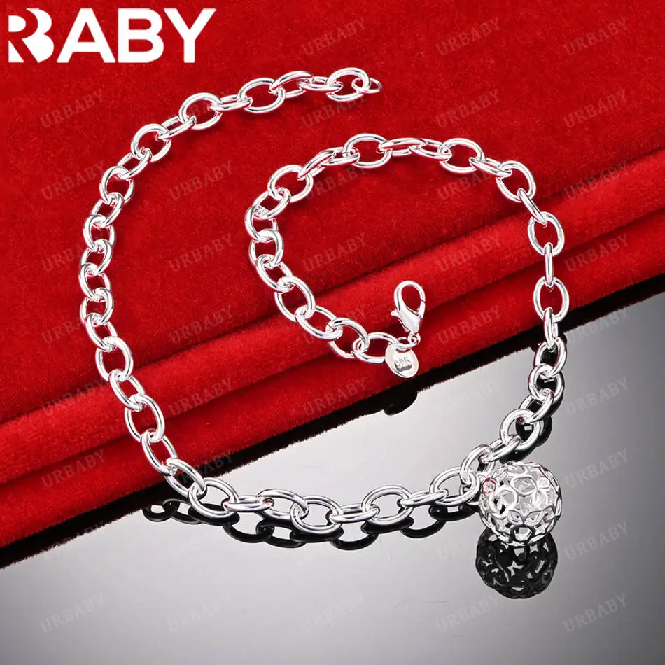 

URBABY 45 см стерлингового серебра 925 пробы полые звезды шариковая цепочка ожерелье для женщин модные украшения прекрасный очаровательный подарок на день рождения