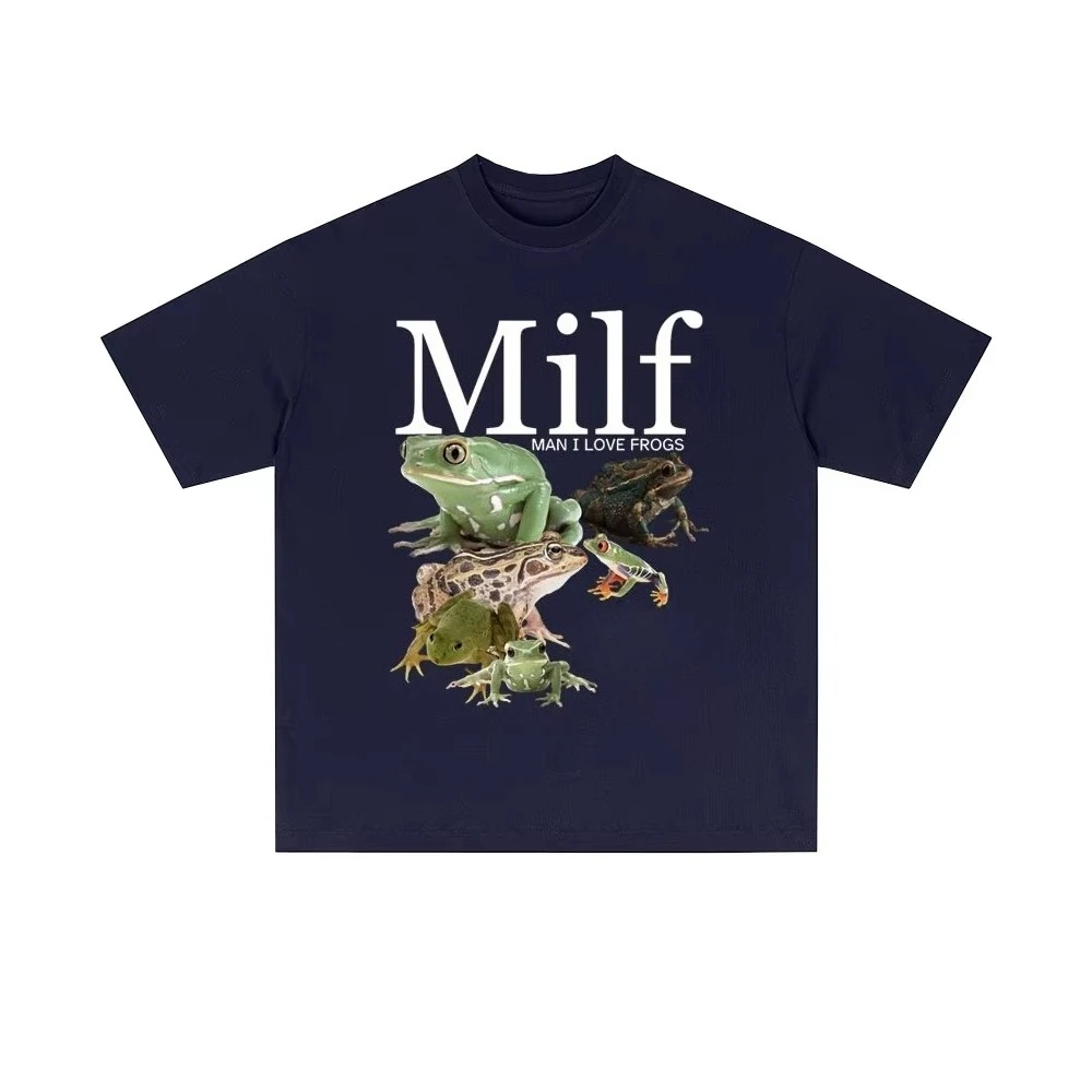 

Футболка с принтом «MILF Man I Love Frogs» для любителей лягушек и амфибий, забавный мем, мужская и женская повседневная хлопковая винтажная футболка оверсайз с коротким рукавом